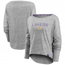 Футболка с длинным рукавом Los Angeles Lakers Women's Nostalgia Off-The-Shoulder - Heathered Gray