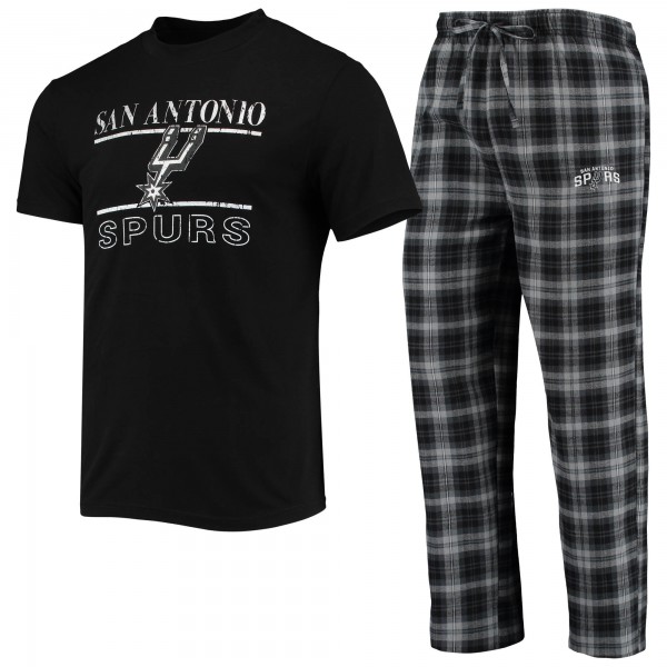 Футболка и штаны San Antonio Spurs Concepts Sport Lodge - Black/Gray