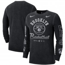 Футболка с длинным рукавом Brooklyn Nets Nike Courtside Retro Elevated - Black