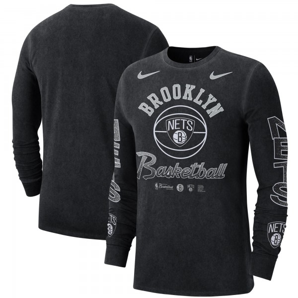Футболка с длинным рукавом Brooklyn Nets Nike Courtside Retro Elevated - Black