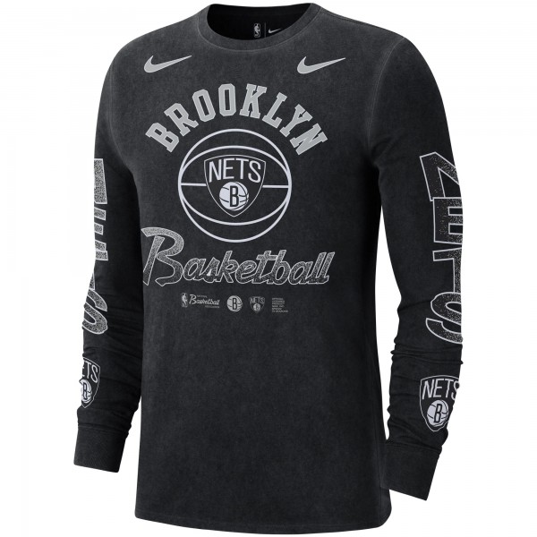 Футболка с длинным рукавом Brooklyn Nets Nike Courtside Retro Elevated - Black