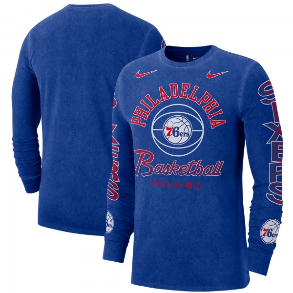 Футболка с длинным рукавом Philadelphia 76ers Nike Courtside Retro Elevated - Royal