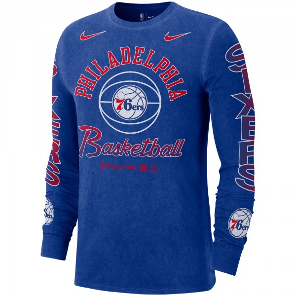 Футболка с длинным рукавом Philadelphia 76ers Nike Courtside Retro Elevated - Royal