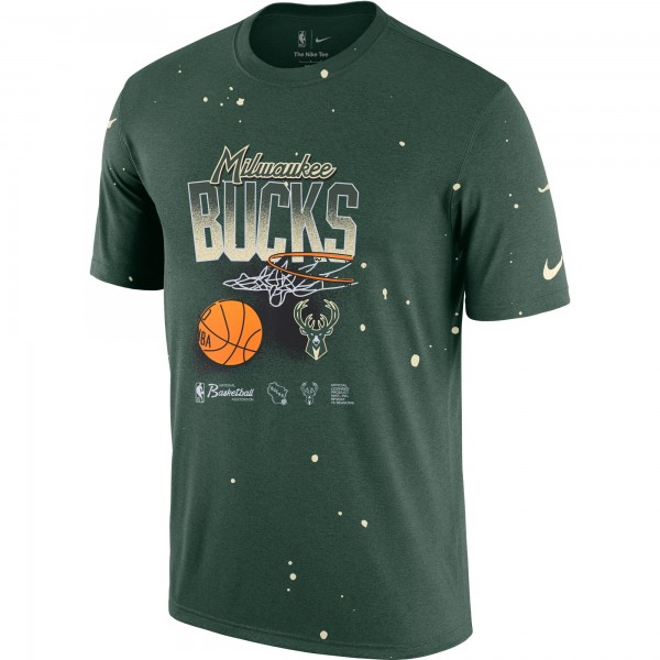 Футболка Milwaukee Bucks Nike Courtside Splatter - Hunter Green
