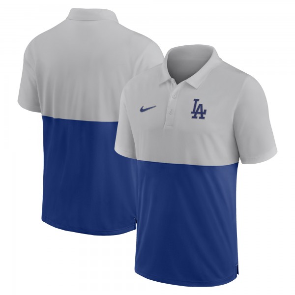 Los Angeles Dodgers Nike Silver/Royal Team Baseline Striped Performance Polo