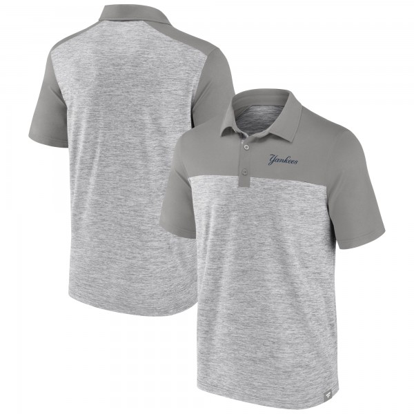 New York Yankees Fanatics Heather Gray True Classics Avid Fan Brushed Polo