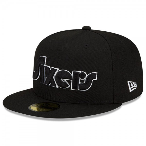 Бейсболка Philadelphia 76ers New Era 2021/22 City Edition Official 59FIFTY - Black/White