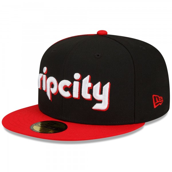 Бейсболка Portland Trail Blazers New Era 2021/22 City Edition City Edition Official 59FIFTY - Black/Red