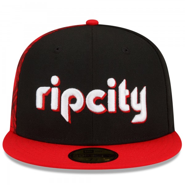 Бейсболка Portland Trail Blazers New Era 2021/22 City Edition City Edition Official 59FIFTY - Black/Red