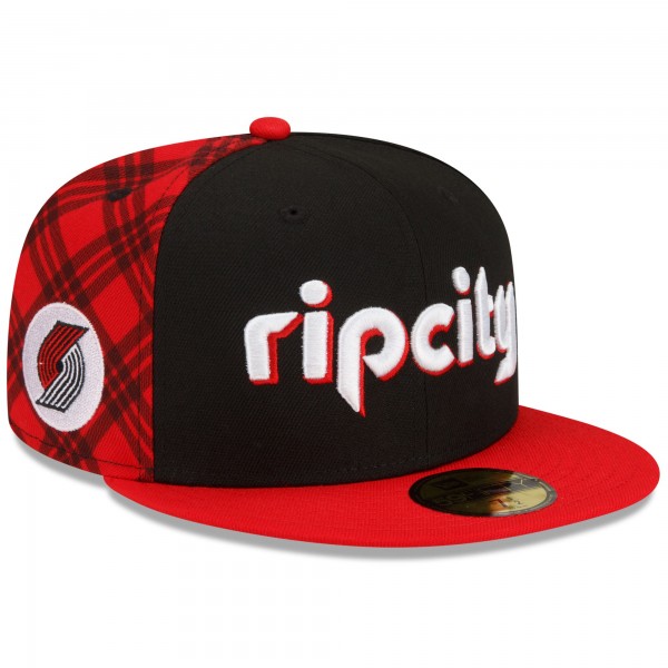 Бейсболка Portland Trail Blazers New Era 2021/22 City Edition City Edition Official 59FIFTY - Black/Red
