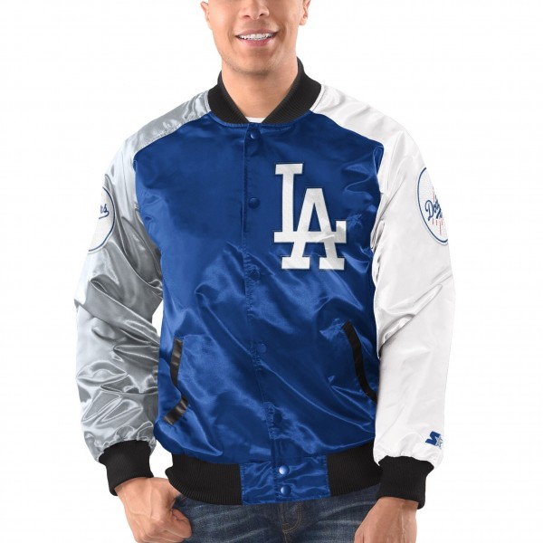 Куртка на кнопках Los Angeles Dodgers Starter Varsity Tri-Color Satin - Royal/Gray