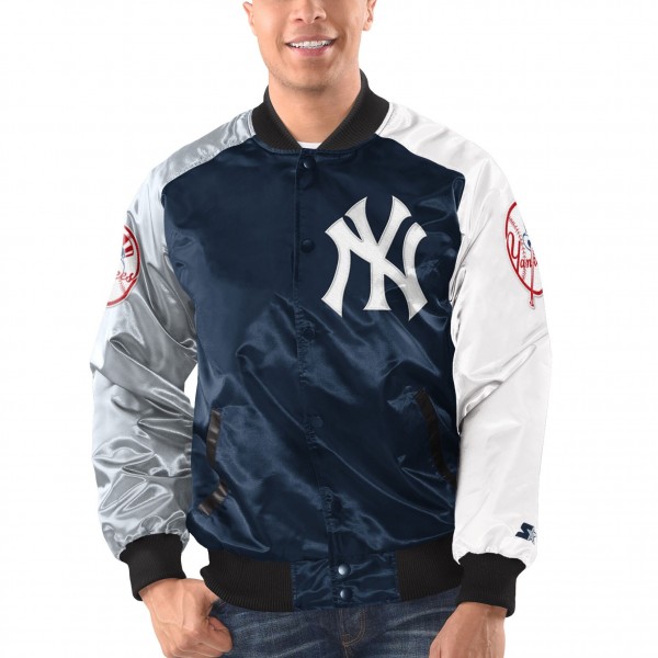 Куртка на кнопках New York Yankees Starter Varsity Tri-Color Satin Raglan - Navy/Gray