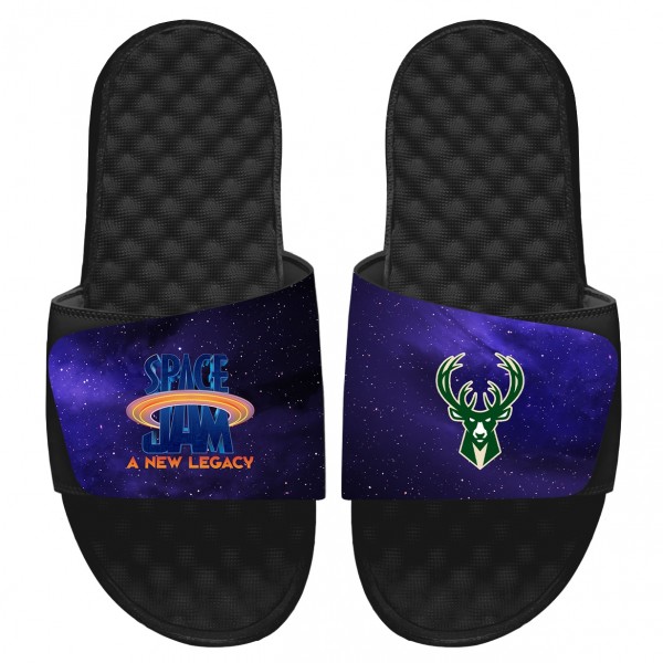 Детские шлепки Milwaukee Bucks ISlide Space Jam 2 Galaxy - Black