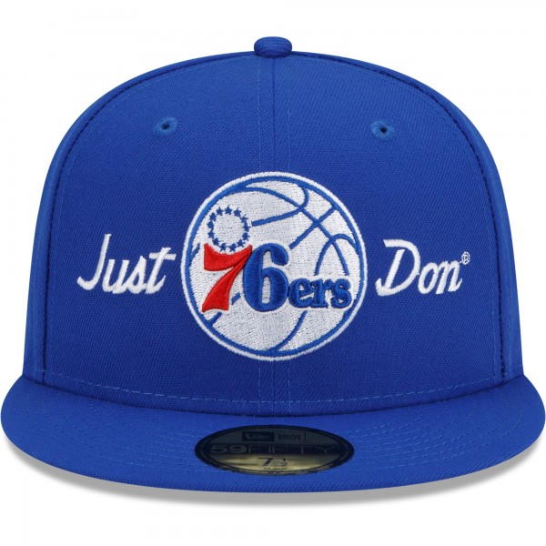 Бейсболка Philadelphia 76ers New Era x Just Don 59FIFTY - Royal - официальный мерч NBA