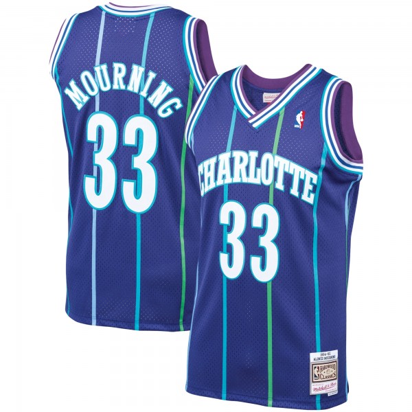 Игровая майка Alonzo Mourning Charlotte Hornets Mitchell & Ness 1994-95 Hardwood Classics Swingman - Purple - оригинальная джерси НБА