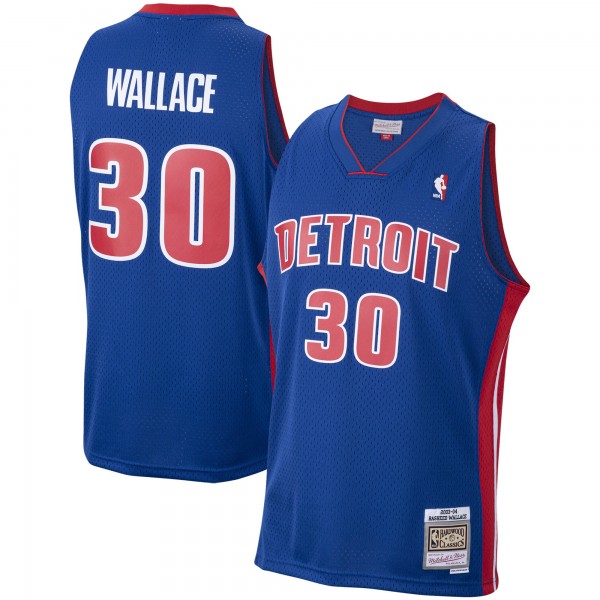 Игровая майка Rasheed Wallace Detroit Pistons Mitchell & Ness 2003-04 Hardwood Classics Swingman - Royal - оригинальная джерси НБА