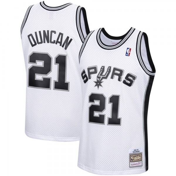 Игровая майка Tim Duncan San Antonio Spurs Mitchell & Ness 1998-99 Hardwood Classics Swingman - White - оригинальная джерси НБА