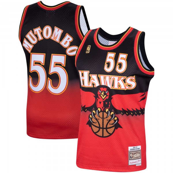 Джерси Atlanta Hawks Dikembe Mutombo Mitchell & Ness Scarlet Hardwood Classics Swingman