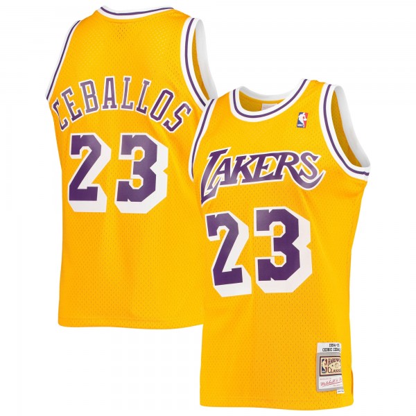Игровая майка Cedric Ceballos Los Angeles Lakers Mitchell & Ness 1994-95 Hardwood Classics Swingman - Gold - оригинальная джерси НБА