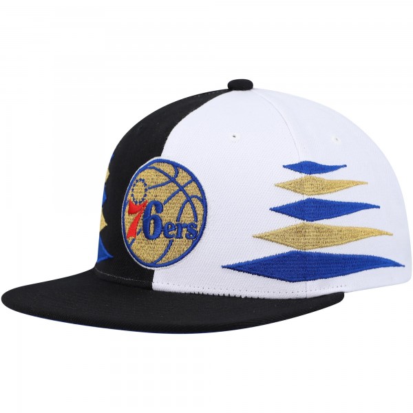 Бейсболка Philadelphia 76ers Mitchell & Ness Diamond Cut - Black/White - официальный мерч NBA