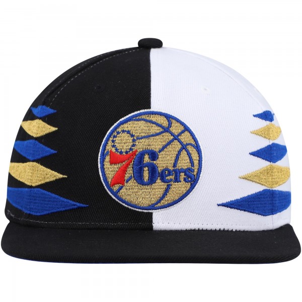 Бейсболка Philadelphia 76ers Mitchell & Ness Diamond Cut - Black/White - официальный мерч NBA