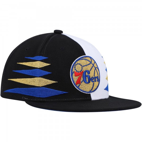 Бейсболка Philadelphia 76ers Mitchell & Ness Diamond Cut - Black/White - официальный мерч NBA