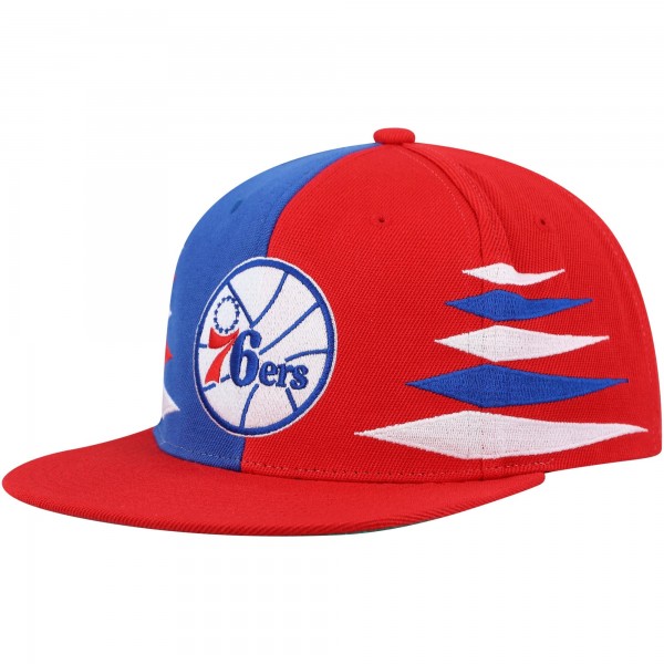 Бейсболка Philadelphia 76ers Mitchell & Ness Hardwood Classics Diamond Cut - Red/Royal - официальный мерч NBA