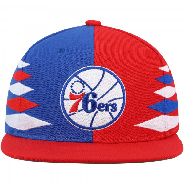 Бейсболка Philadelphia 76ers Mitchell & Ness Hardwood Classics Diamond Cut - Red/Royal - официальный мерч NBA
