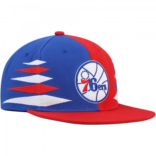 Бейсболка Philadelphia 76ers Mitchell & Ness Hardwood Classics Diamond Cut - Red/Royal - официальный мерч NBA