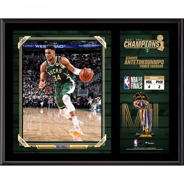 Milwaukee Bucks Giannis Antetokounmpo Fanatics Authentic 12 x 15 2021 NBA Finals Champion Sublimated Plaque