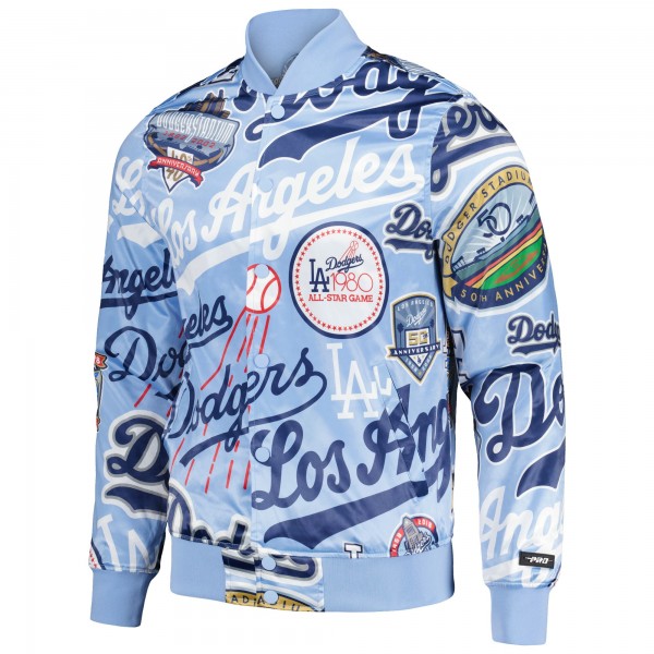 Куртка на кнопках Los Angeles Dodgers Pro Standard Allover Print Satin - Light Blue