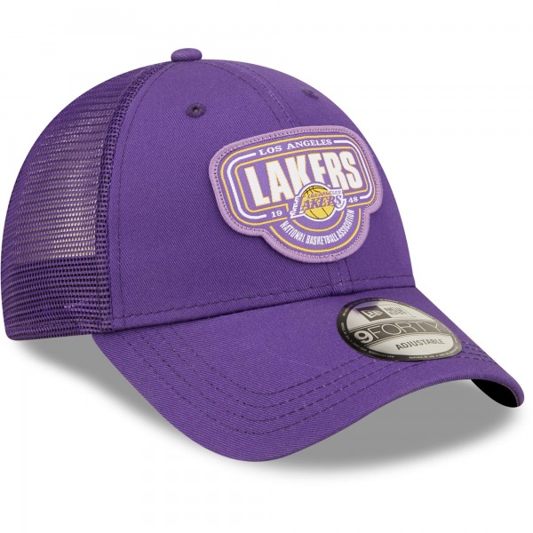 Бейсболка Los Angeles Lakers New Era Team Logo Patch 9FORTY Trucker - Purple