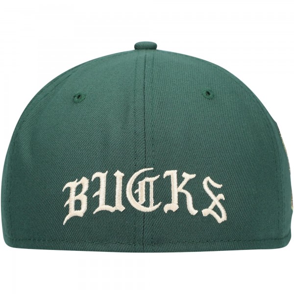 Бейсболка Milwaukee Bucks New Era 2021 NBA Finals Champions Icon 59FIFTY - Hunter Green - официальный мерч NBA
