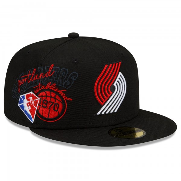 Бейсболка Portland Trail Blazers New Era Back Half Team 59FIFTY - Black - официальный мерч NBA