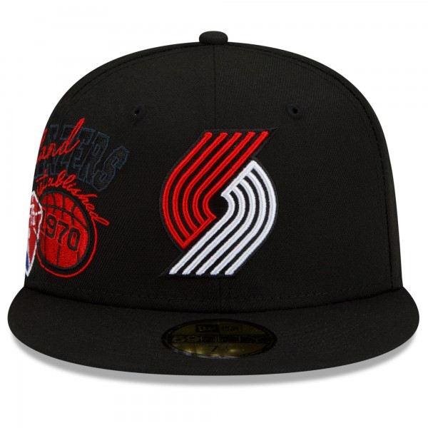 Бейсболка Portland Trail Blazers New Era Back Half Team 59FIFTY - Black - официальный мерч NBA