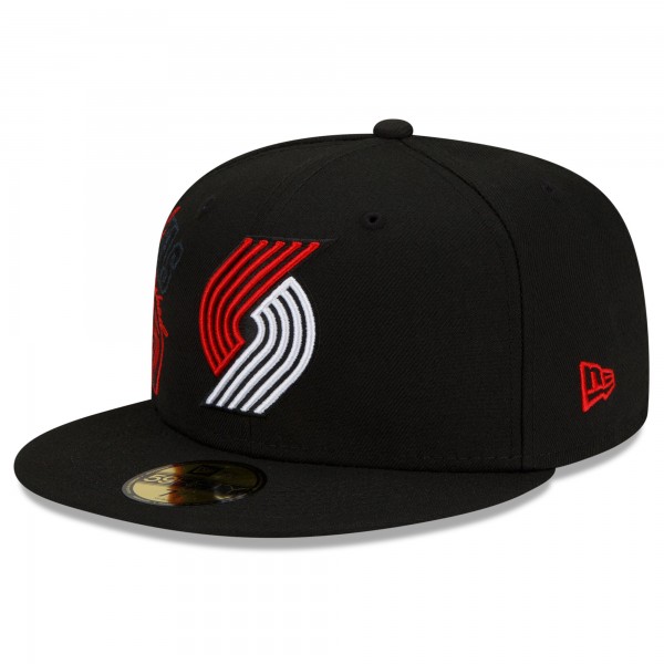 Бейсболка Portland Trail Blazers New Era Back Half Team 59FIFTY - Black - официальный мерч NBA