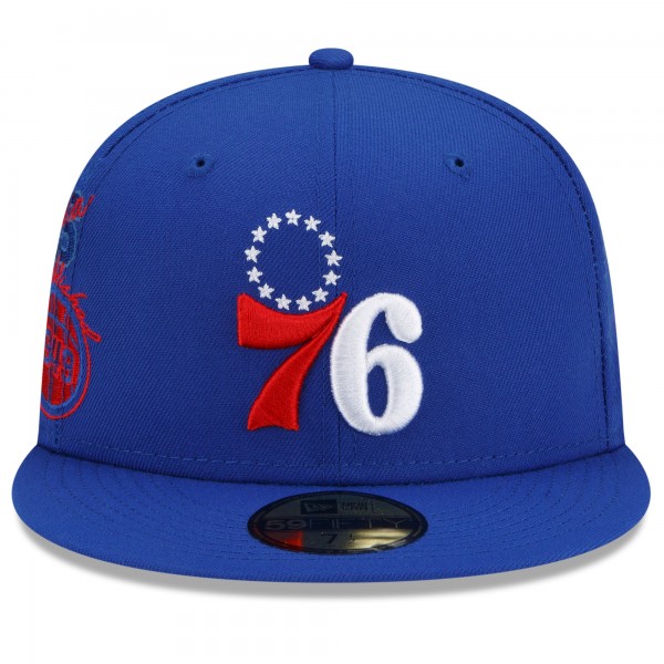 Бейсболка Philadelphia 76ers New Era Team Back Half 59FIFTY - Royal - официальный мерч NBA