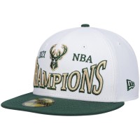 Бейсболка Milwaukee Bucks New Era Arch Champs 59FIFTY - White/Hunter Green