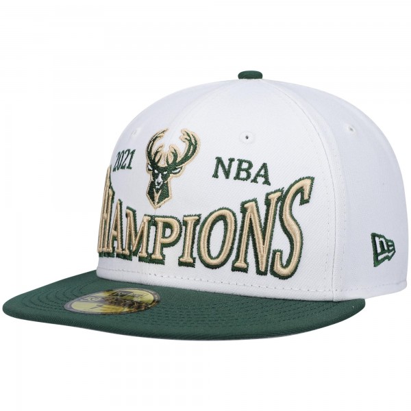 Бейсболка Milwaukee Bucks New Era Arch Champs 59FIFTY - White/Hunter Green