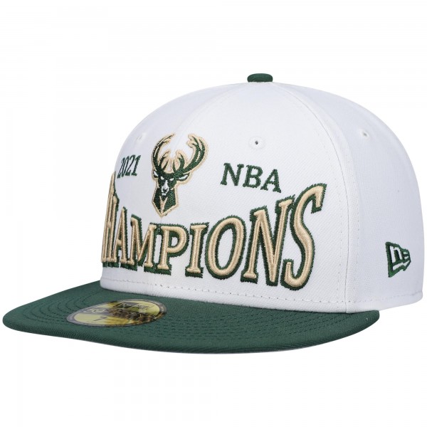 Бейсболка Milwaukee Bucks New Era Arch Champs 59FIFTY - White/Hunter Green