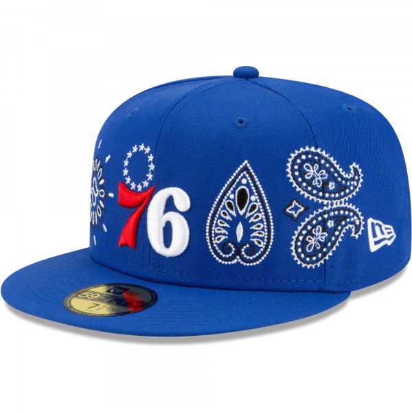 Бейсболка Philadelphia 76ers New Era Paisley 59FIFTY - Royal