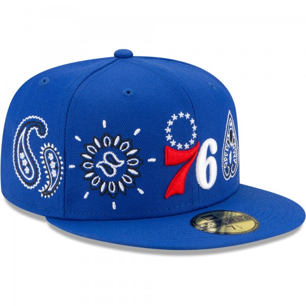 Бейсболка Philadelphia 76ers New Era Paisley 59FIFTY - Royal