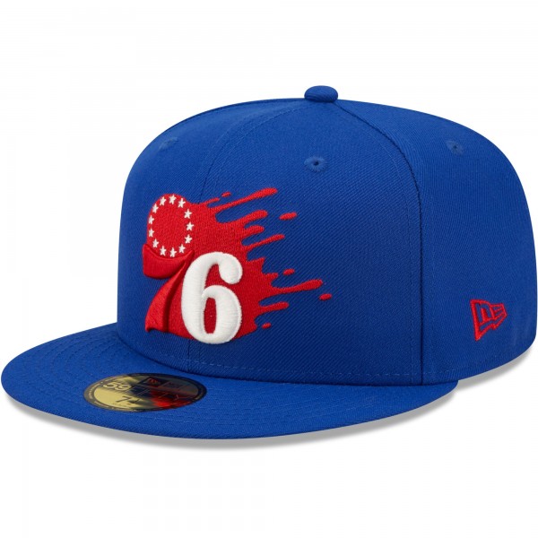 Бейсболка Philadelphia 76ers New Era Splatter 59FIFTY - Royal - официальный мерч NBA