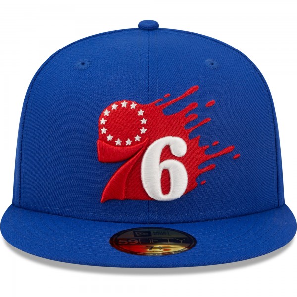 Бейсболка Philadelphia 76ers New Era Splatter 59FIFTY - Royal - официальный мерч NBA