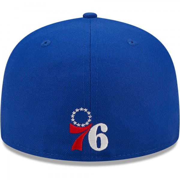Бейсболка Philadelphia 76ers New Era Splatter 59FIFTY - Royal - официальный мерч NBA