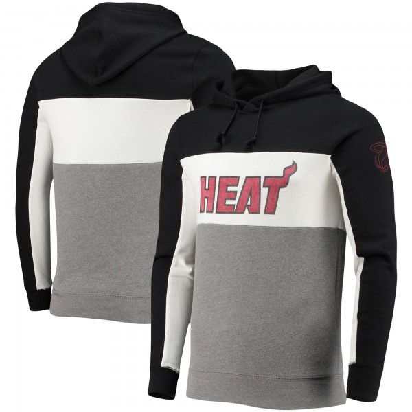 Толстовка флисовая Miami Heat Junk Food Wordmark Colorblock - Black/White - фирменная одежда NBA