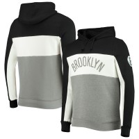 Толстовка флисовая Brooklyn Nets Junk Food Wordmark Colorblock - Black/White