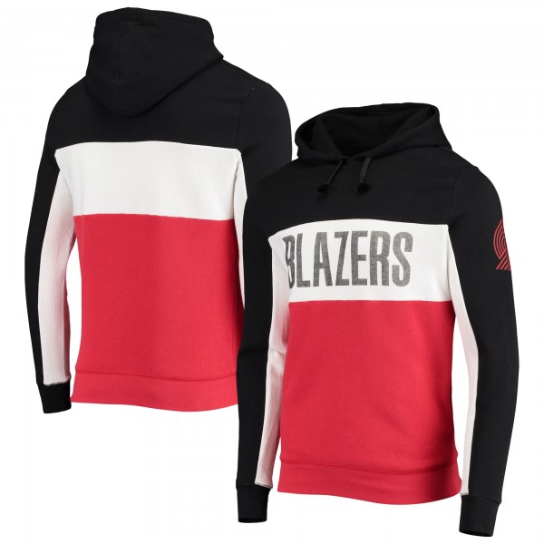 Толстовка флисовая Portland Trail Blazers Junk Food Wordmark Colorblock - Black/White - фирменная одежда NBA