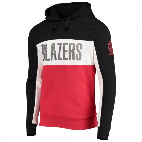 Толстовка флисовая Portland Trail Blazers Junk Food Wordmark Colorblock - Black/White - фирменная одежда NBA