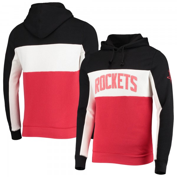 Толстовка флисовая Houston Rockets Junk Food Wordmark Colorblock - Black/White - фирменная одежда NBA